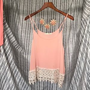 Pink camisole with crotchet detail